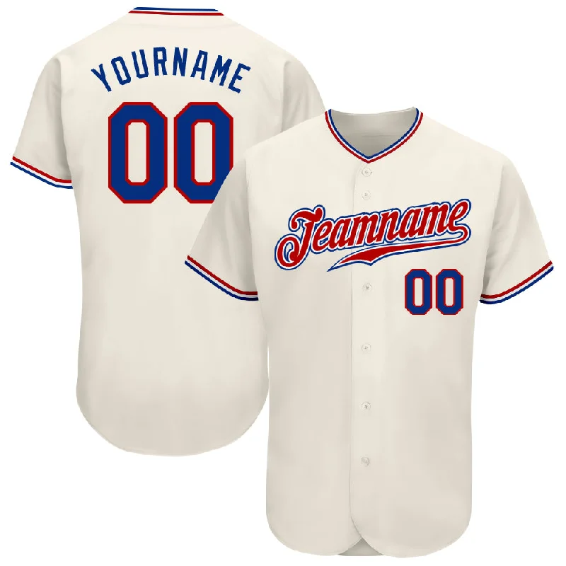 Baseball Jerseys For Custom Player Recognition-Custom Cream Royal-Red Authentic Baseball Jersey