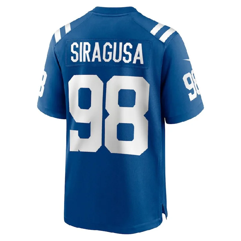 Custom Rugby Jerseys For High School Teams-IN.Colts #98 Tony Siragusa Royal Game Retired Player Jersey Stitched American Football Jerseys