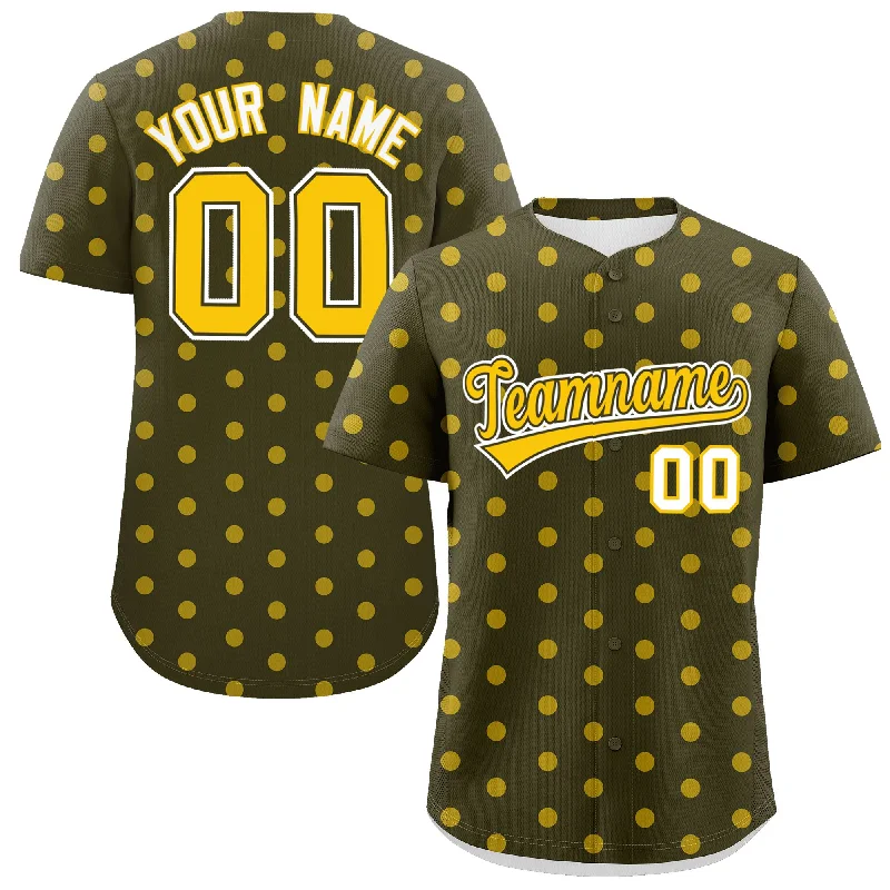 Personalized Baseball Jerseys For Families-Custom Olive Gold Personalized Polka Dot Graffiti Pattern Authentic Baseball Jersey