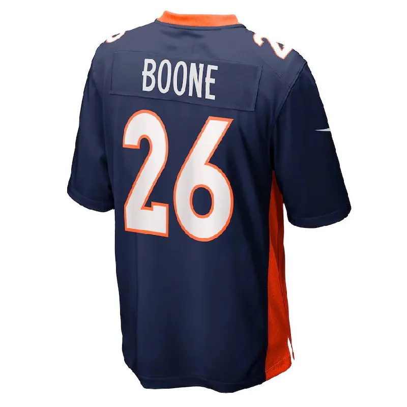 Rugby Jerseys For League Competitions-D.Broncos #26 Mike Boone Navy Home Game Player Jersey Stitched American Football Jerseys