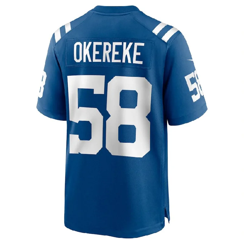 Custom Rugby Jerseys For Player Recognition-IN.Colts #58 Bobby Okereke Royal Game Jersey Stitched American Football Jerseys