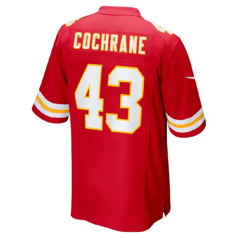 Personalized Rugby Jerseys For Charity-KC.Chiefs #43 Jack Cochrane Red Game Player Jersey Stitched American Football Jerseys