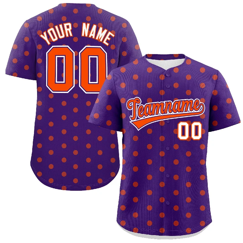 Custom Baseball Jerseys For Special Event Sponsorship-Custom Purple Orange Personalized Polka Dot Graffiti Pattern Authentic Baseball Jersey