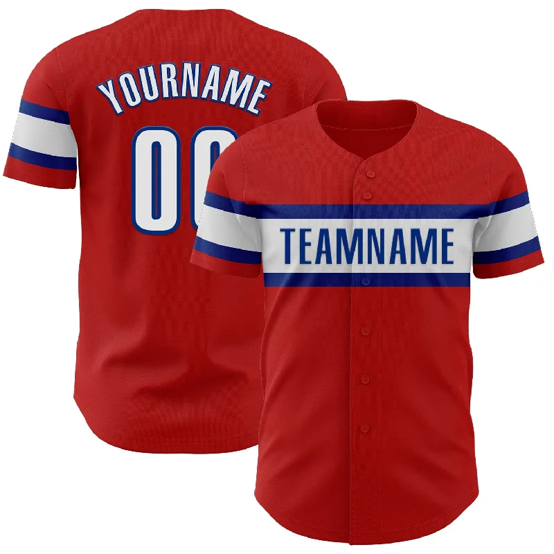 Baseball Jerseys For Sports Fundraisers-Custom Red Black-Royal Authentic Baseball Jersey