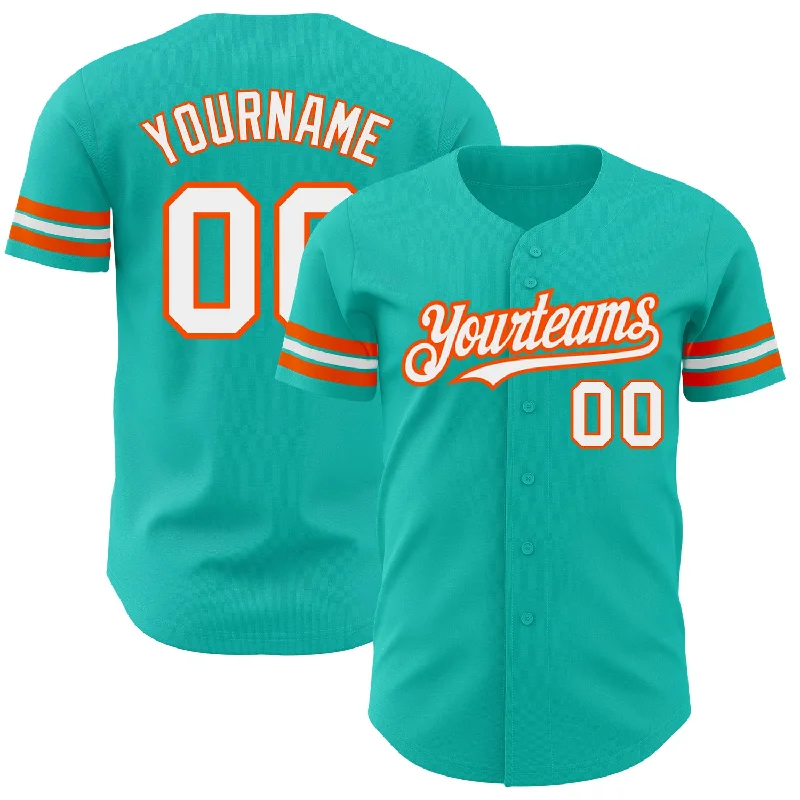 Baseball Jerseys For Custom Player Apparel-Custom Aqua White-Orange Authentic Baseball Jersey