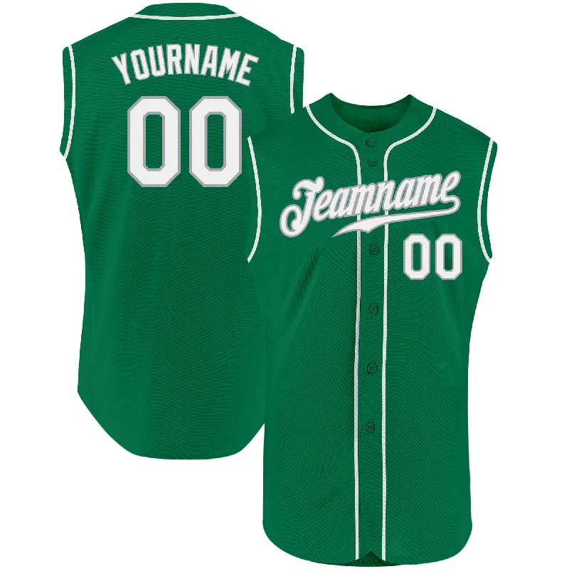 Personalized Baseball Jerseys For Special Teams-Custom Kelly Green White-Gray Authentic Sleeveless St. Patrick's Day Baseball Jersey