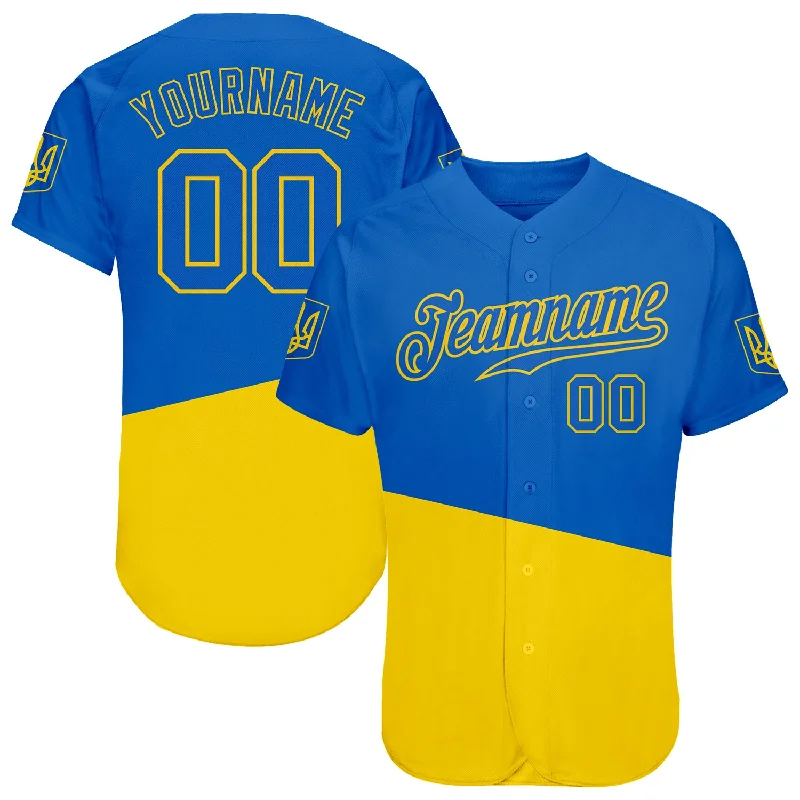 Baseball Jerseys For Youth Teams & Leagues-Custom 3D Pattern Design Ukrainian Flag And Coat Of Arms Of Ukraine Authentic Baseball Jersey