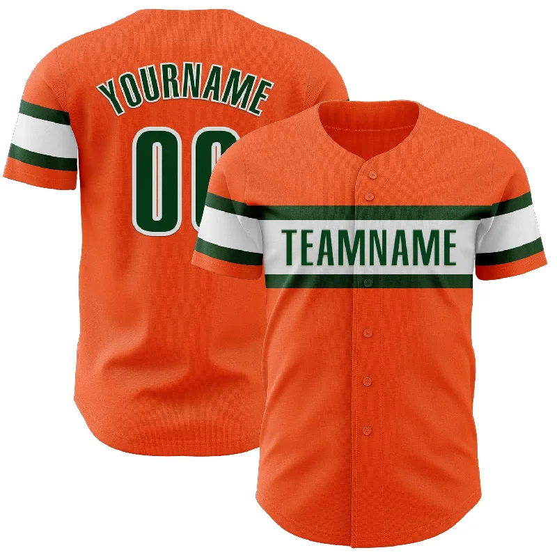 Baseball Jerseys For Corporate Team Activities-Custom Orange Green-White Authentic Baseball Jersey