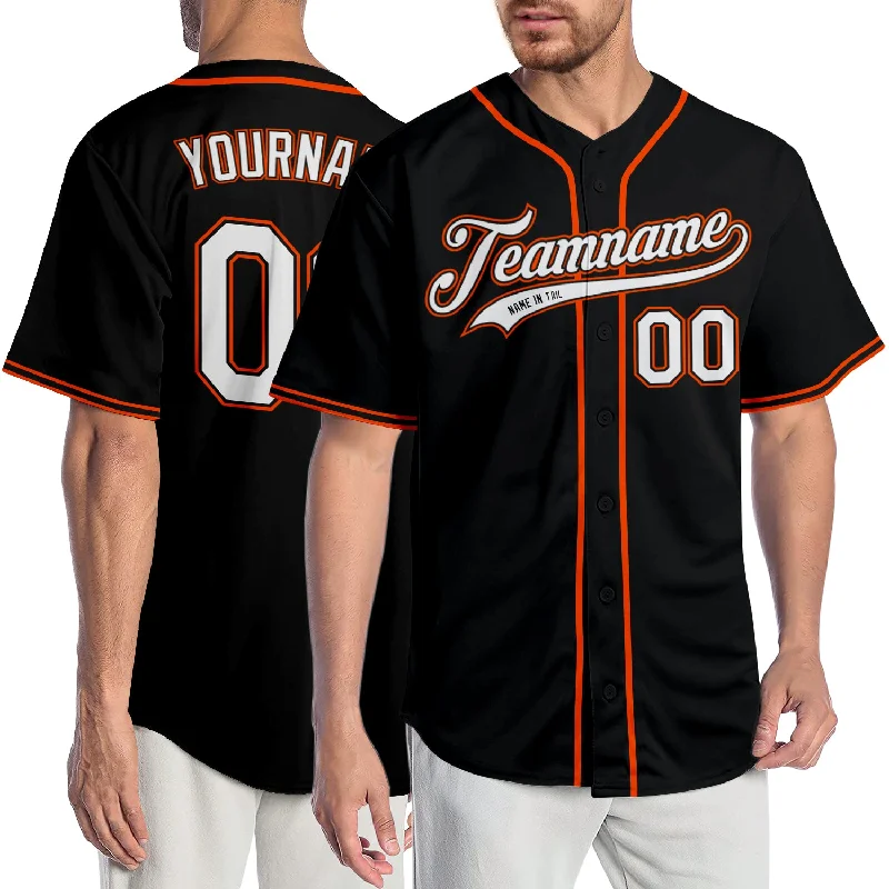 Baseball Jerseys For Local Competitions-Custom Black White-Orange Authentic Baseball Jersey