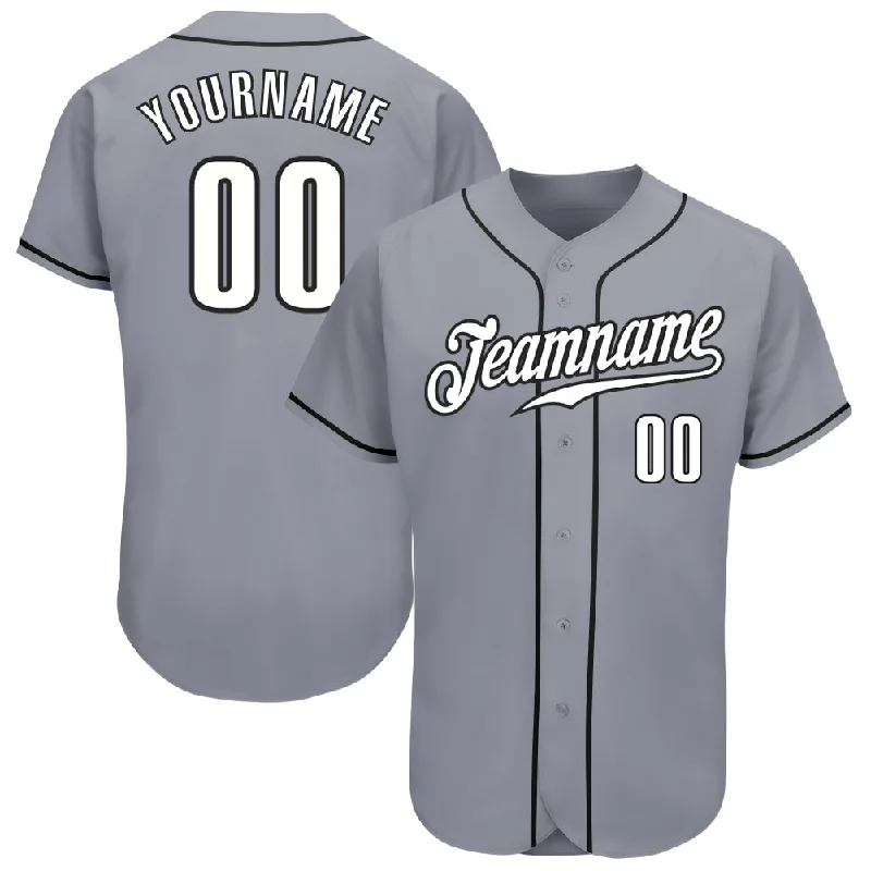 Personalized Baseball Jerseys For Tournament Winners-Custom Gray White-Black Authentic Baseball Jersey