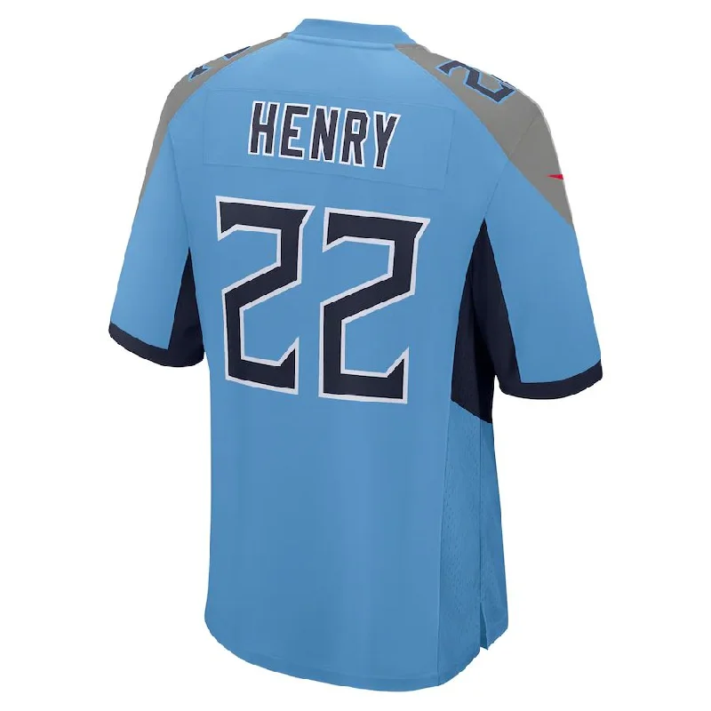 Personalized Rugby Jerseys For Alumni Teams-T.Titans #22 Derrick Henry Light Blue Player Game Jersey Stitched American Football Jerseys