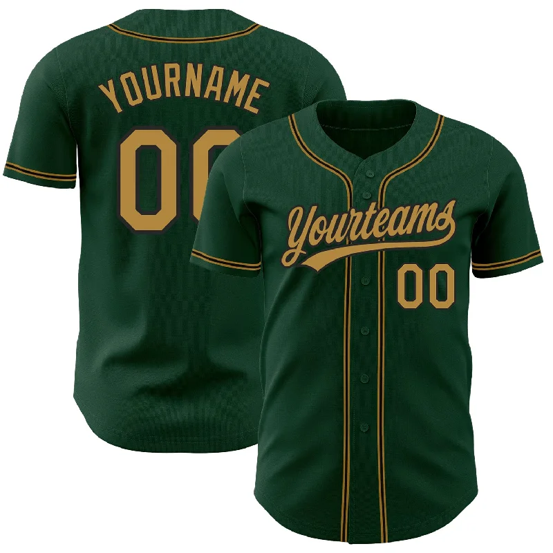 Baseball Jerseys For Sponsorship Recognition-Custom Green Old Gold-Black Authentic Baseball Jersey