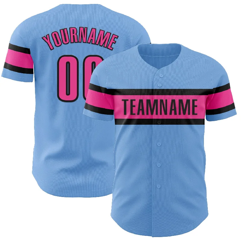 Personalized Baseball Jerseys For Player Appreciation-Custom Light Blue Pink-Black Authentic Baseball Jersey