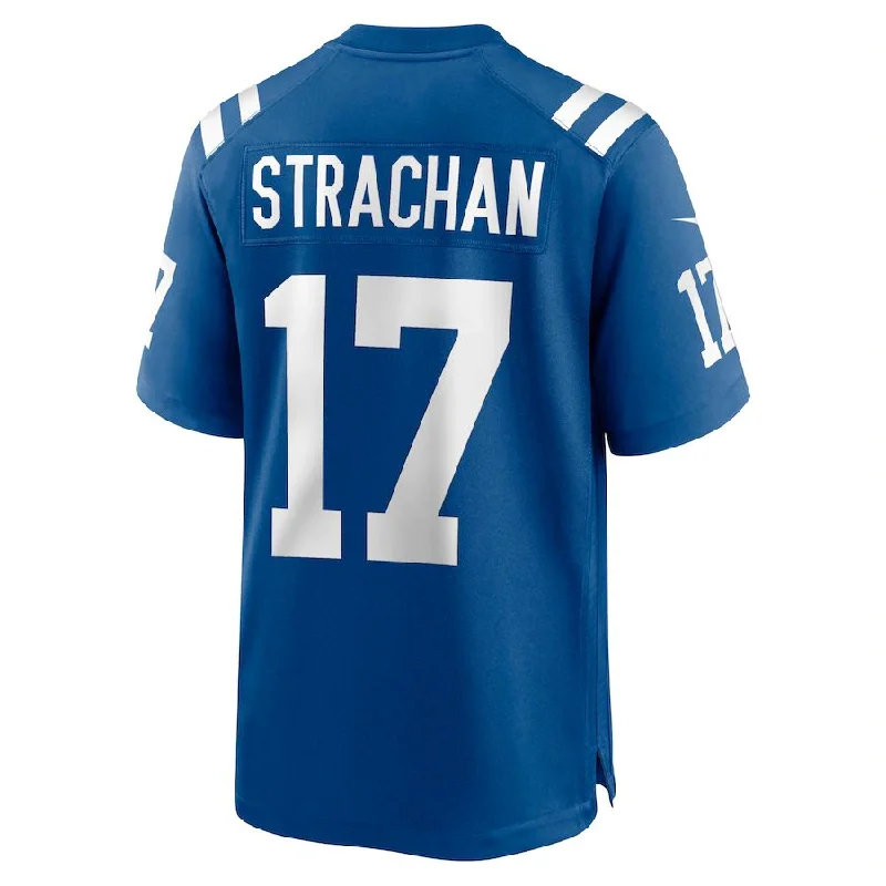 Rugby Jerseys With Player Customization Options-IN.Colts #17 Mike Strachan Royal Game Jersey Stitched American Football Jerseys