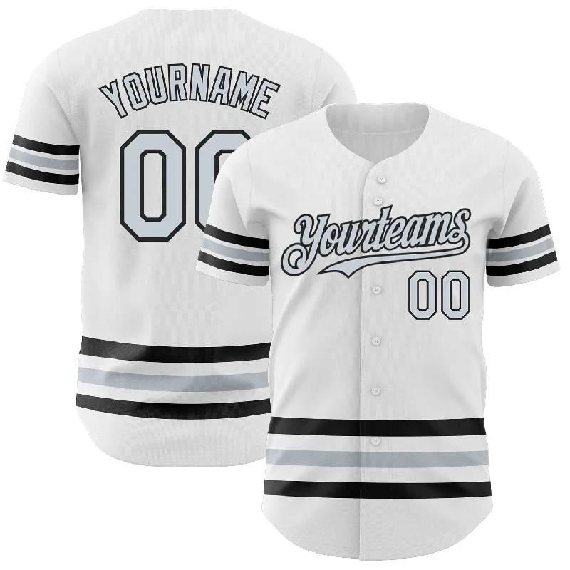 Personalized Baseball Jerseys For Special Gifts-Custom White Silver-Black Line Authentic Baseball Jersey