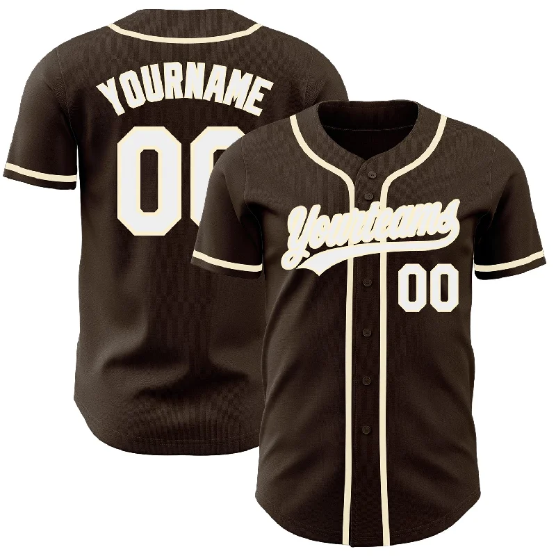 Custom Baseball Jerseys For Special Occasions-Custom Brown White-Cream Authentic Baseball Jersey