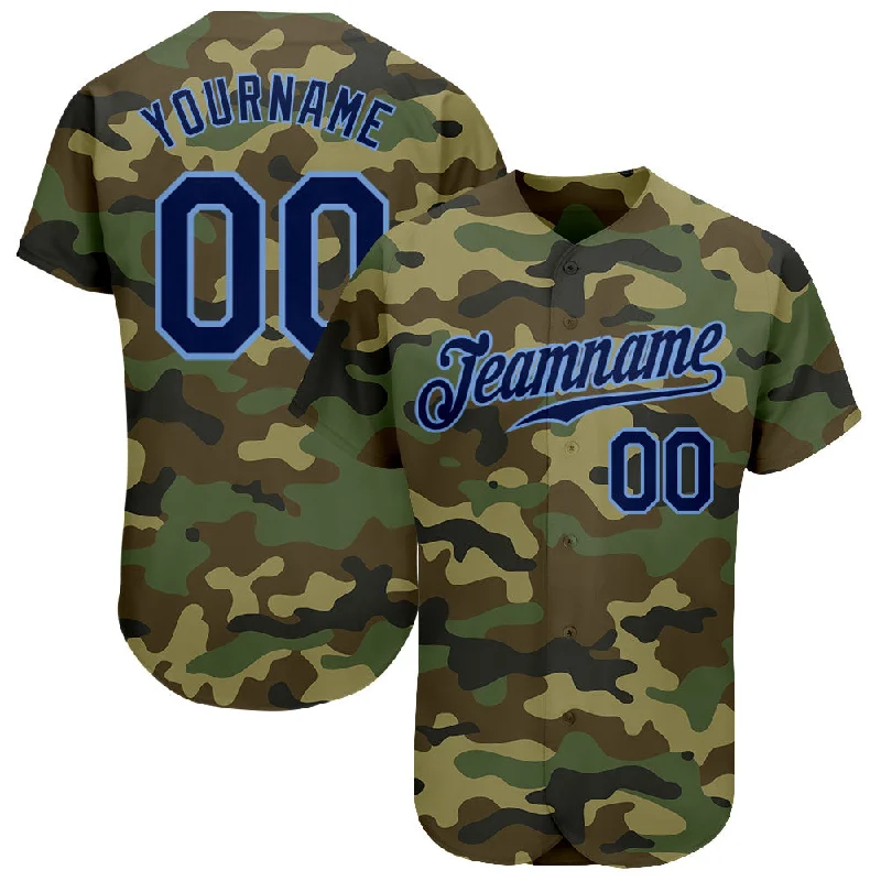 Baseball Jerseys For Custom Player Apparel-Custom Camo Navy-Powder Blue Authentic Salute To Service Baseball Jersey