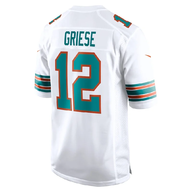 Custom Rugby Jerseys For Special Requests-M.Dolphins #12 Bob Griese White Retired Player Jersey Stitched American Football Jerseys