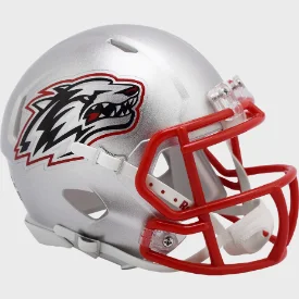 Rugby Helmets For School Teams & Clubs-New Mexico Lobos NCAA Mini Speed Football Helmet Silver- NCAA