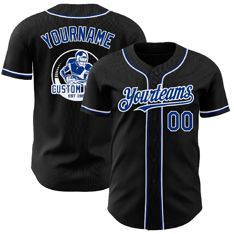 Custom Baseball Jerseys For Club Recognition-Custom Black Royal-White Authentic Baseball Jersey