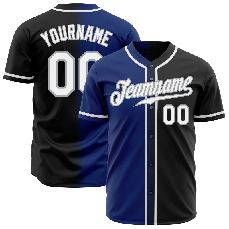 Custom Baseball Jerseys For Player Recognition-Custom Black White Royal-Gray Authentic Gradient Fashion Baseball Jersey