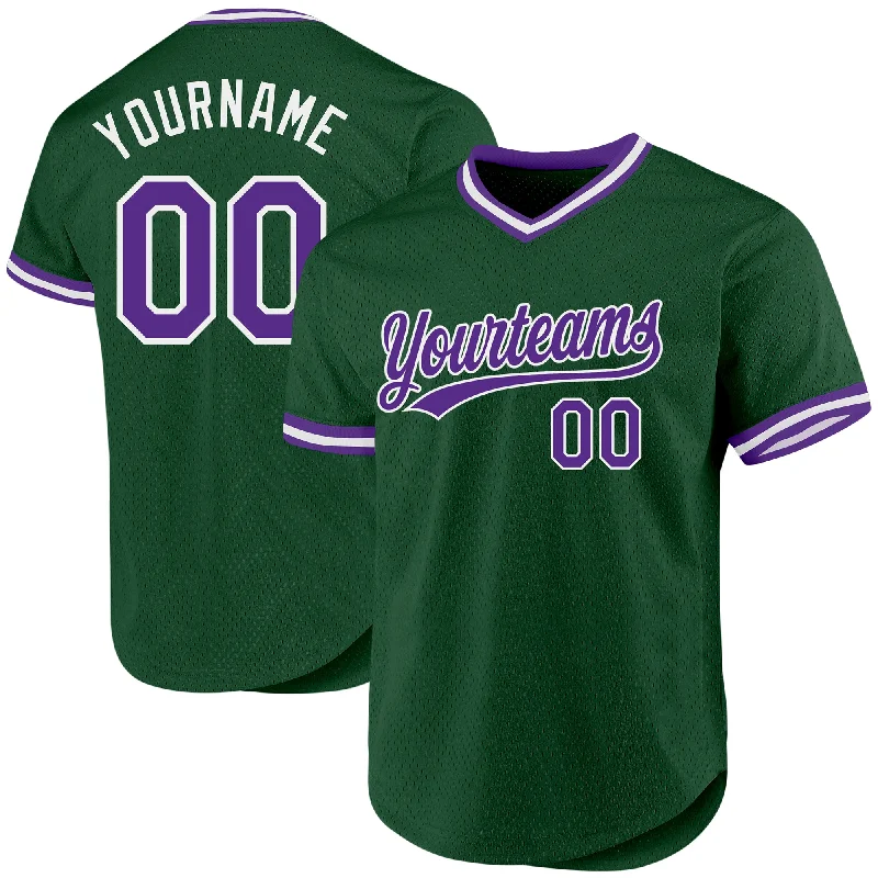 Baseball Jerseys With Custom Branding-Custom Green Purple-White Authentic Throwback Baseball Jersey