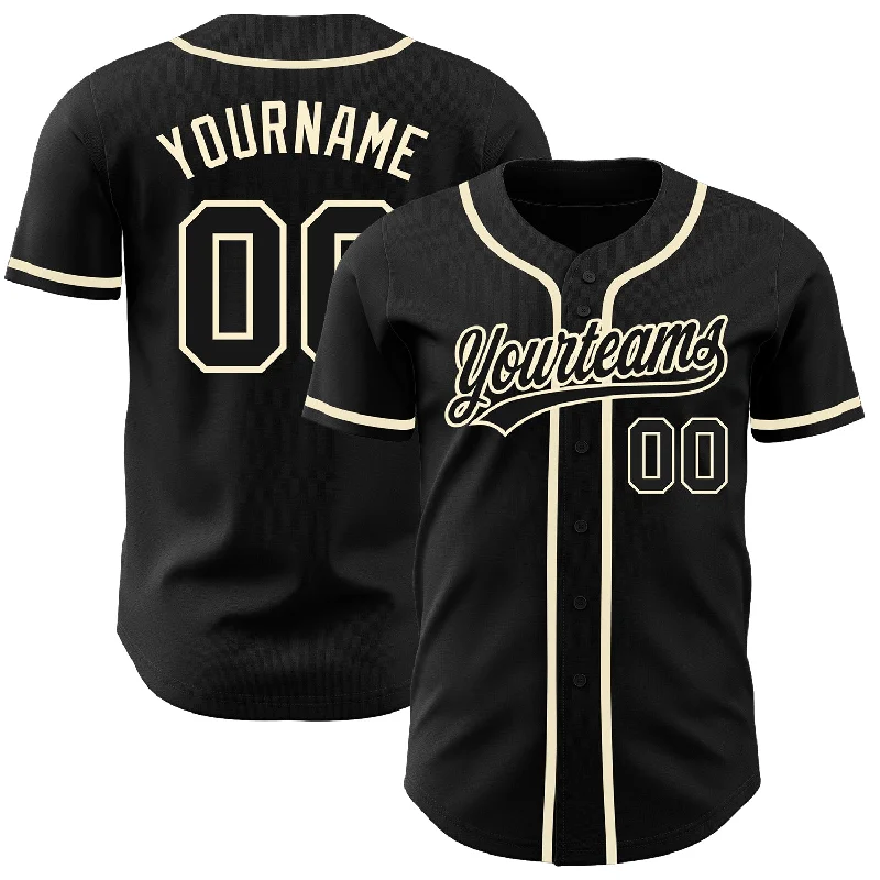 Baseball Jerseys For Custom Designs & Printing-Custom Black Black-Cream Authentic Baseball Jersey