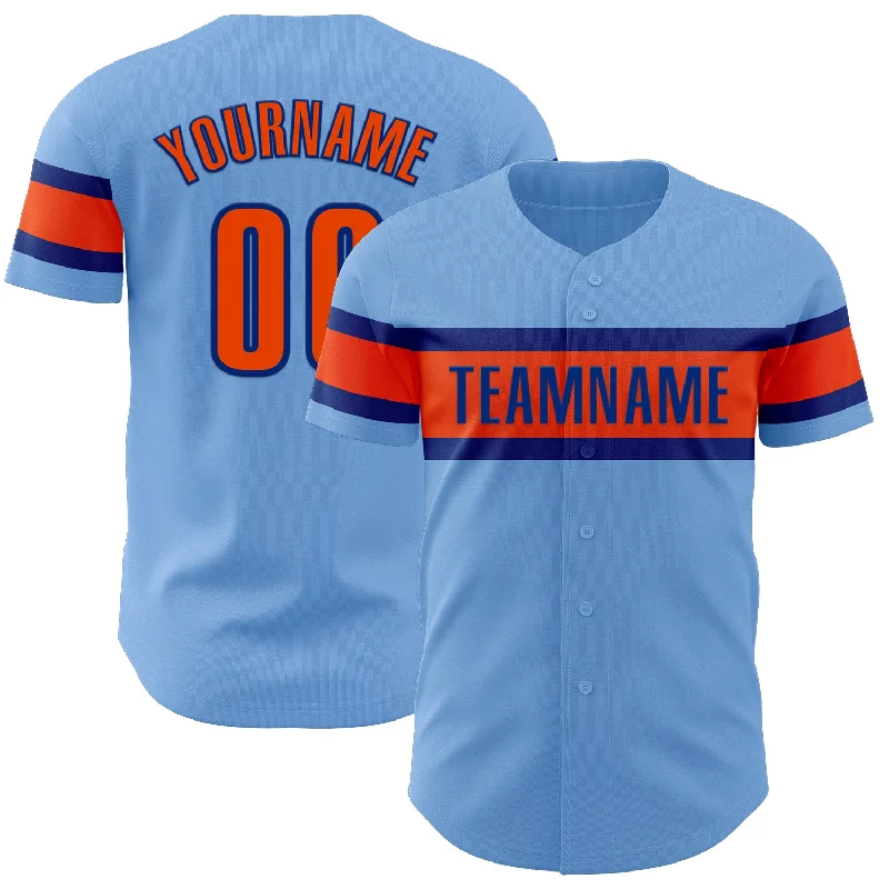 Personalized Baseball Jerseys For Event Recognition-Custom Light Blue Orange-Royal Authentic Baseball Jersey