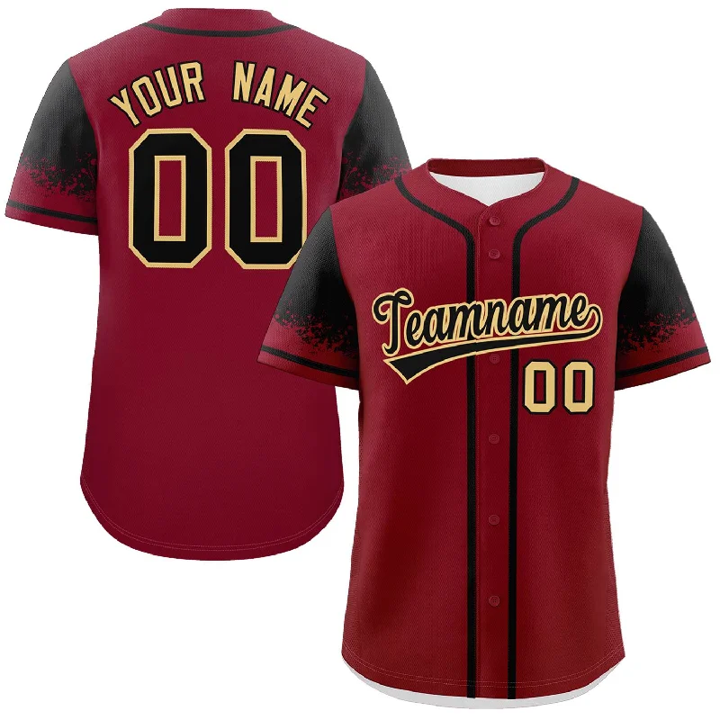 Custom Baseball Jerseys With Team Logos-Custom Crimson Black Personalized Raglan Sleeves Design Authentic Baseball Jersey