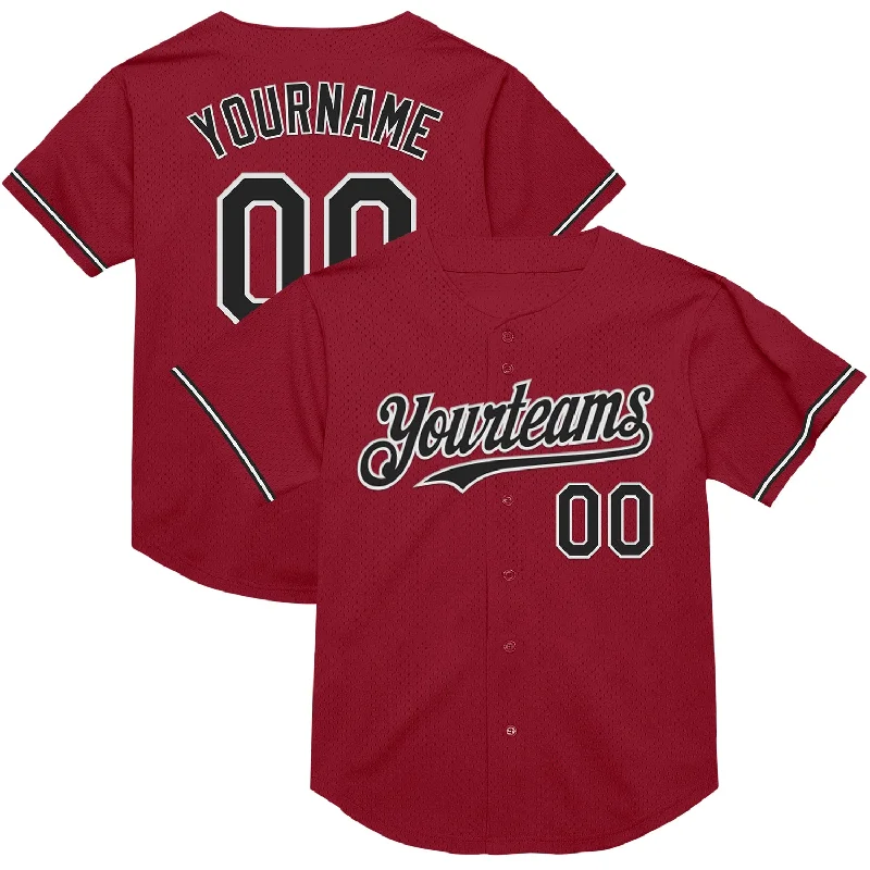 Custom Baseball Jerseys For Team Fundraisers-Custom Maroon Black-White Mesh Authentic Throwback Baseball Jersey