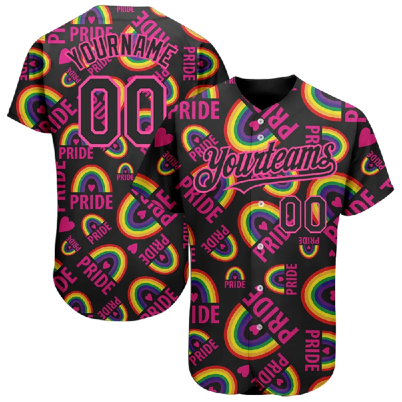 Custom Baseball Jerseys For Local Players-Custom Rainbow For Pride Month Love Is Love LGBT 3D Authentic Baseball Jersey