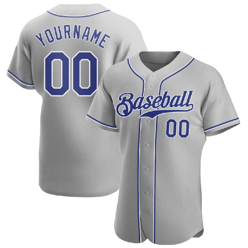 Personalized Baseball Jerseys For Birthday Gifts-Custom Gray Royal-White Authentic Baseball Jersey