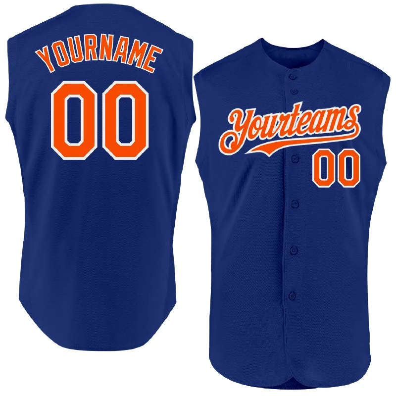 Baseball Jerseys For Team Celebrations & Recognitions-Custom Royal Orange-White Authentic Sleeveless Baseball Jersey