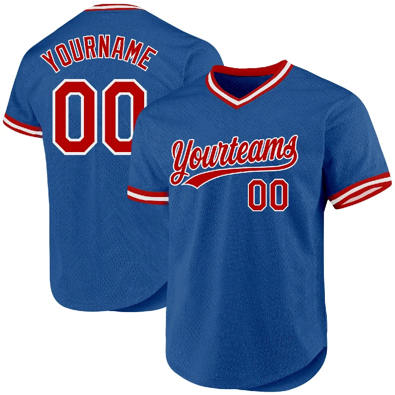 Personalized Baseball Jerseys For College Spirit-Custom Blue Red-White Authentic Throwback Baseball Jersey