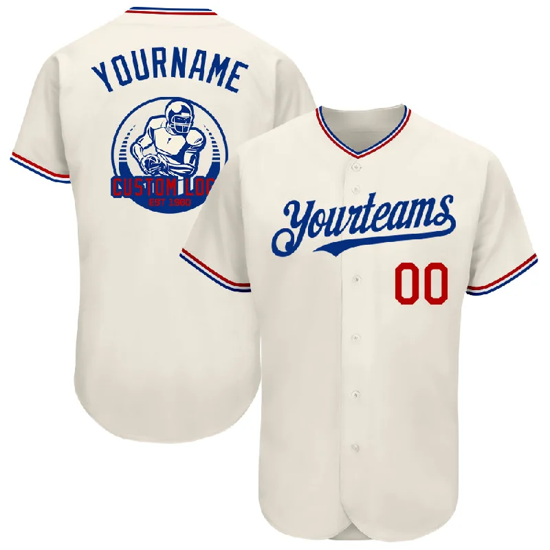 Custom Baseball Jerseys For Limited-Time Offers-Custom Cream Red-Royal Authentic Baseball Jersey