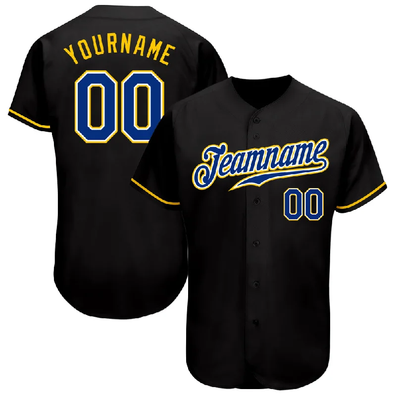 Baseball Jerseys For Promotional Campaigns-Custom Black Royal-Gold Authentic Baseball Jersey