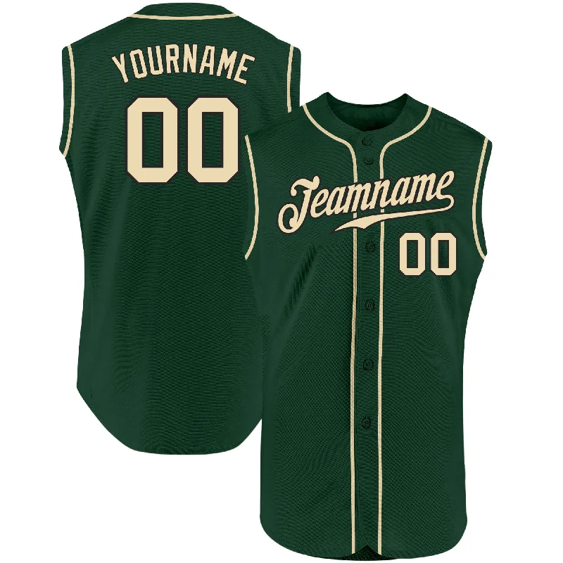 Personalized Baseball Jerseys For Group Customization-Custom Green Cream-Black Authentic Sleeveless Baseball Jersey