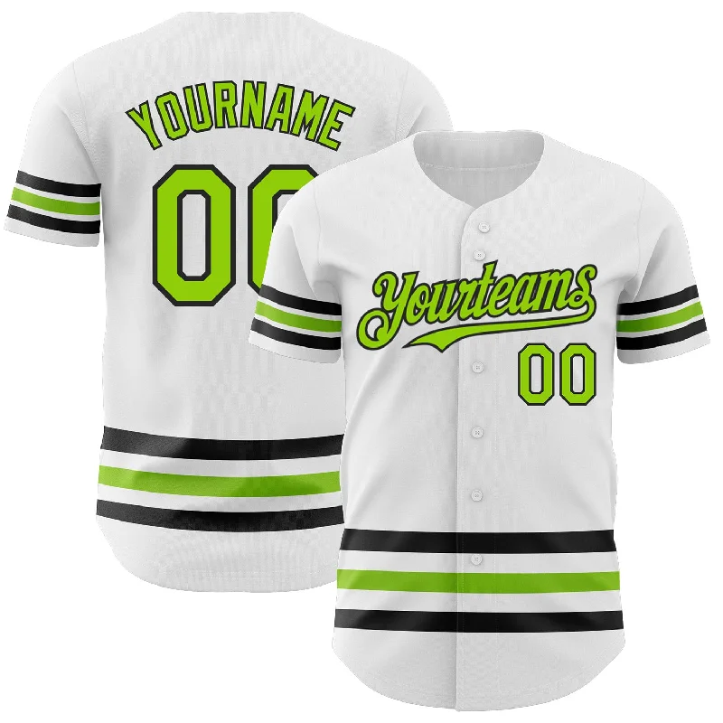 Personalized Baseball Jerseys For Fundraising Projects-Custom White Neon Green-Black Line Authentic Baseball Jersey