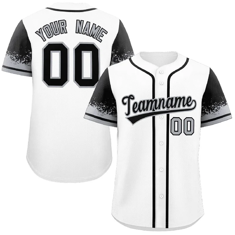 Baseball Jerseys For League Competitions-Custom White Black Personalized Raglan Sleeves Design Authentic Baseball Jersey