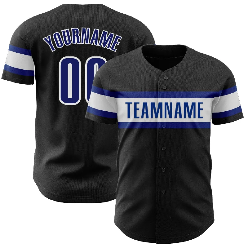 Baseball Jerseys For School Competitions-Custom Black Royal-White Authentic Baseball Jersey