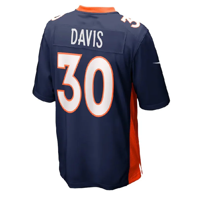 Custom Rugby Jerseys For Team Fundraisers-D.Broncos #30 Terrell Davis Navy Retired Player Jersey Stitched American Football Jerseys