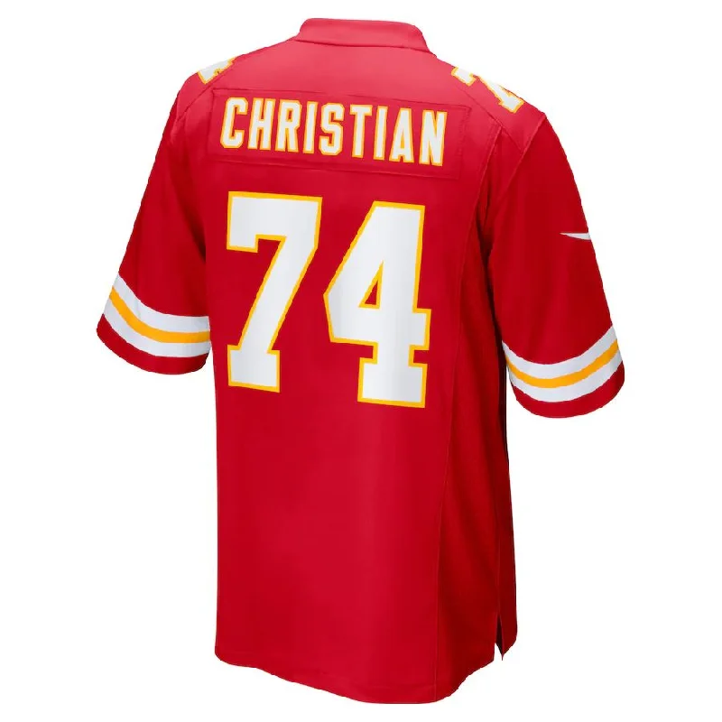 Custom Rugby Jerseys With Sponsor Logos-KC.Chiefs #74 Geron Christian Red Game Player Jersey Stitched American Football Jerseys