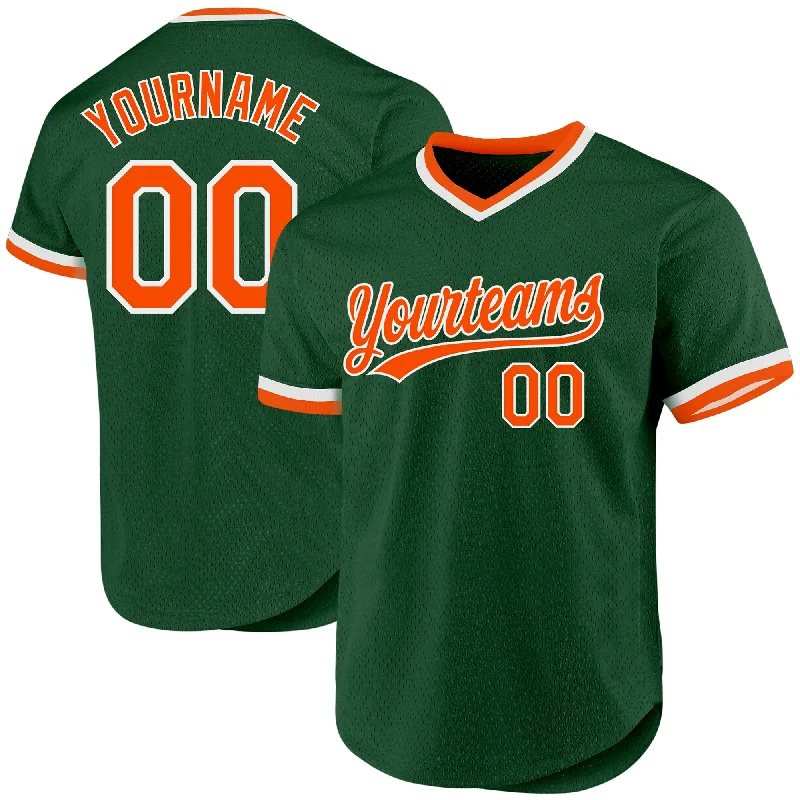 Custom Baseball Jerseys For Special Occasions-Custom Green Orange-White Authentic Throwback Baseball Jersey