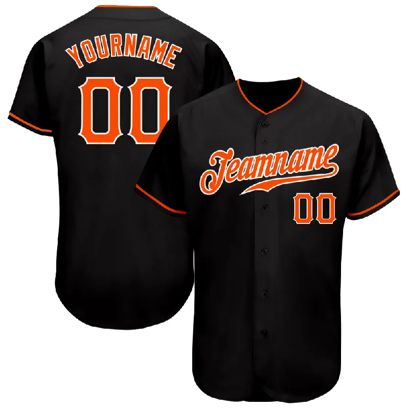 Baseball Jerseys With Custom Sizing-Custom Black Orange-White Authentic Baseball Jersey