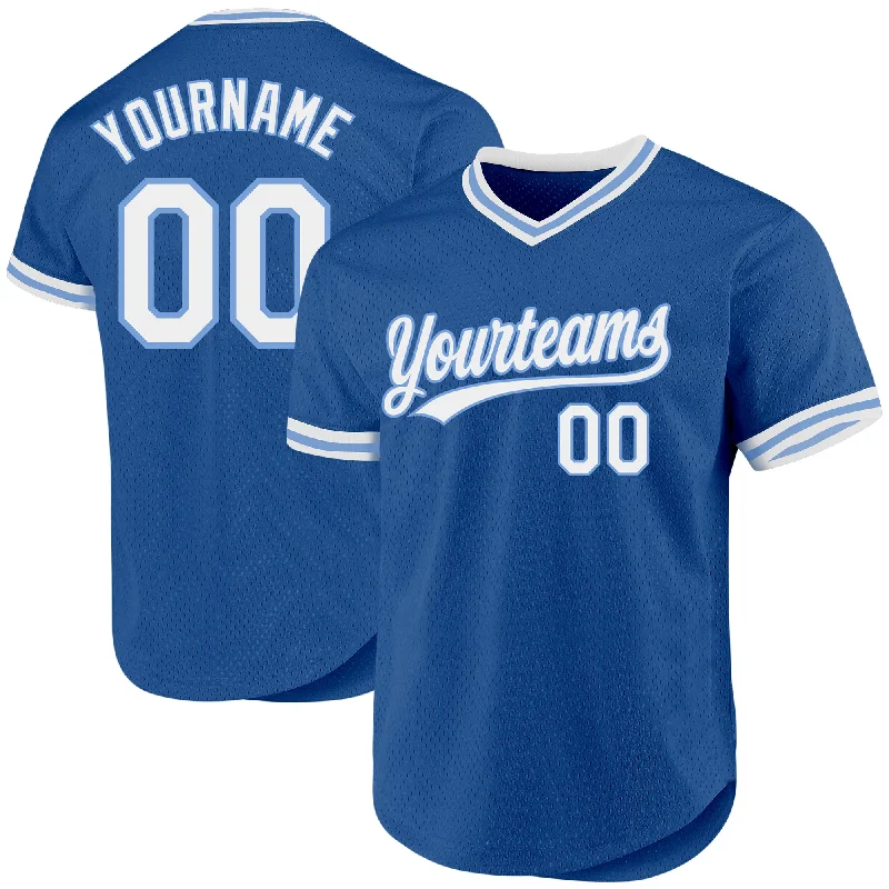 Custom Baseball Jerseys For Sports Conferences-Custom Blue White-Light Blue Authentic Throwback Baseball Jersey