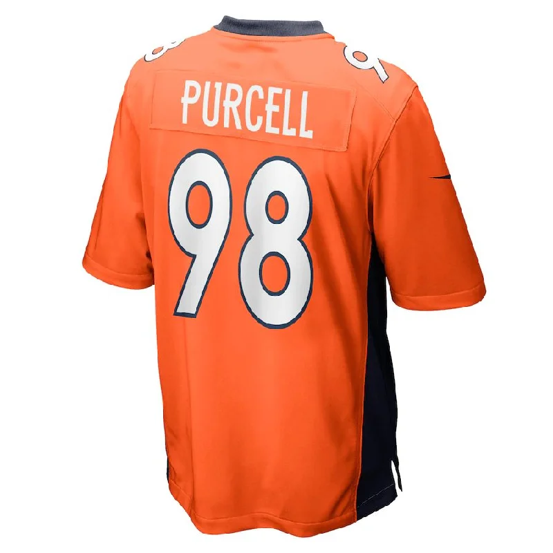 Custom Rugby Jerseys With Graphics & Emblems-D.Broncos #98 Mike Purcell Orange Game Jersey Stitched American Football Jerseys