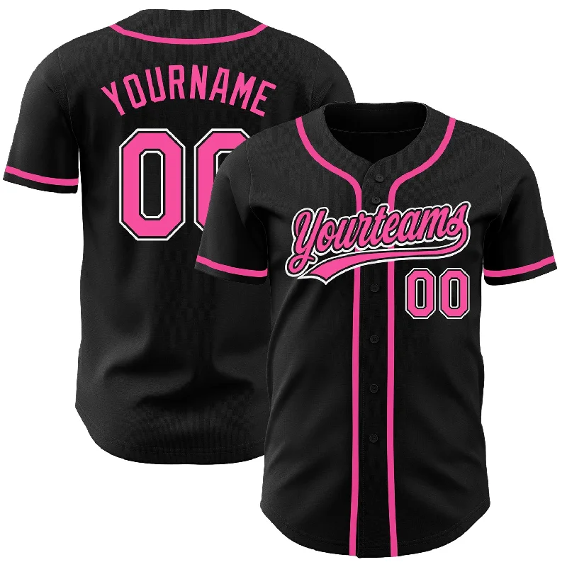 Baseball Jerseys For Special Event Promotions-Custom Black Pink-White Authentic Baseball Jersey