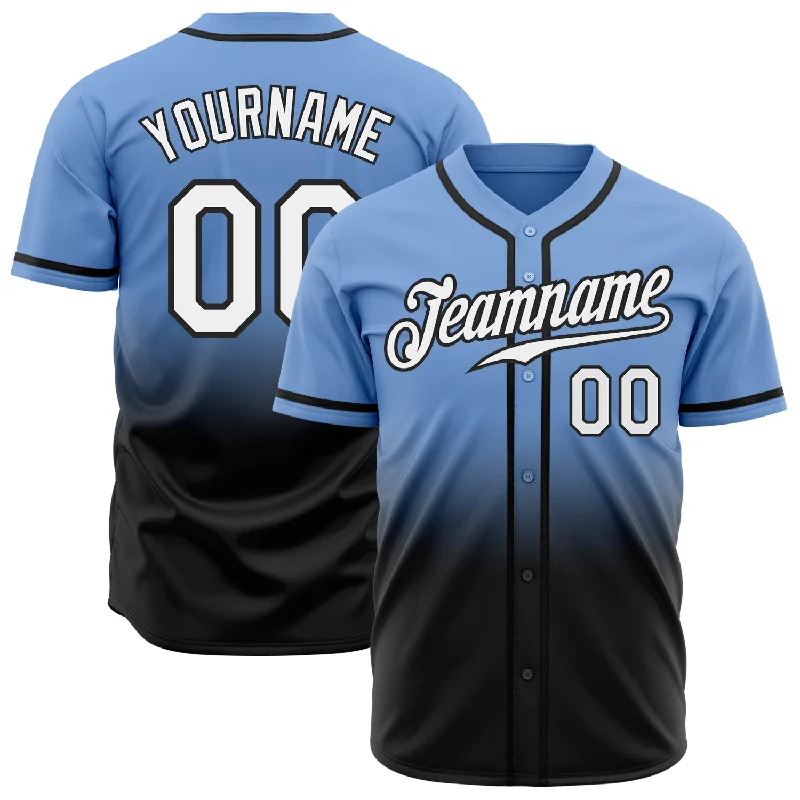 Personalized Baseball Jerseys For Group Fundraisers-Custom Light Blue White-Black Authentic Fade Fashion Baseball Jersey