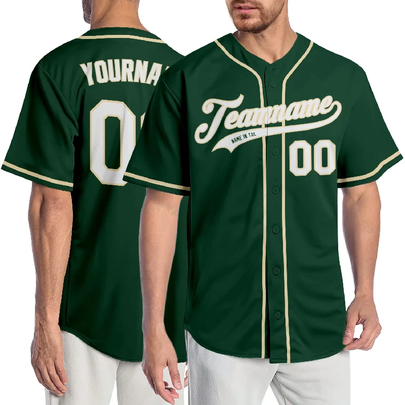 Custom Baseball Jerseys For Group Orders-Custom Green White-Cream Authentic Baseball Jersey