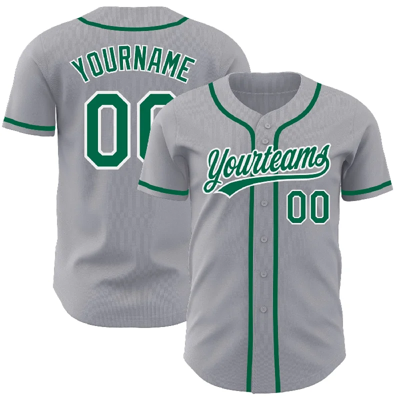 Baseball Jerseys For Special Fan Days-Custom Gray Kelly Green-White Authentic Baseball Jersey